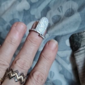 Dynamic white sapphire & sterling nail ring